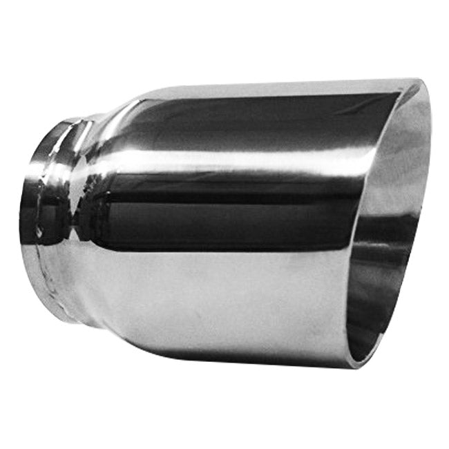 Vibrant 4in OD Round SS Exhaust Tip (Double Wall Angle Cut Beveled Outlet) 3in. ID Inlet - eliteracefab.com