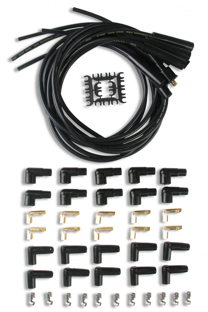 ACCEL Spark Plug Wire Set- 8mm - Black Wire with Black Straight Boots - eliteracefab.com