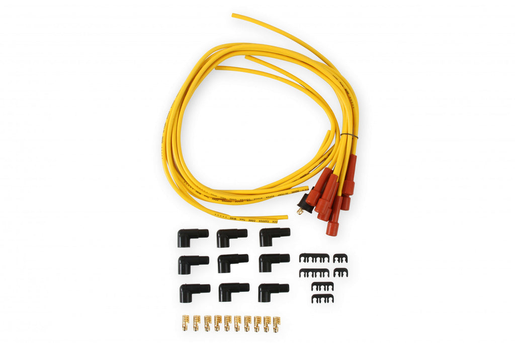 ACCEL Spark Plug Wire Set - 7mm - Super Stock with Copper Core - Universal Straight Boots - Yellow - eliteracefab.com