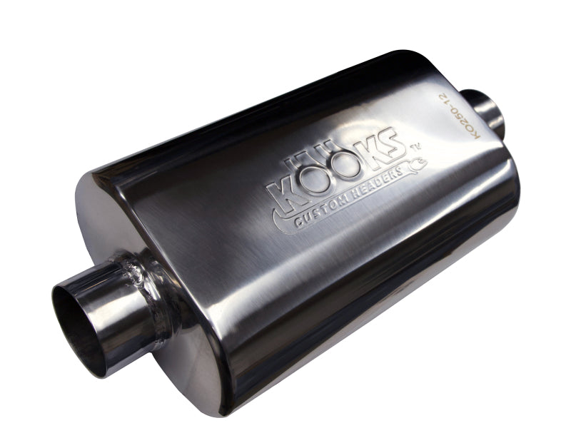 Kooks Headers KO250-12 2-1/2 inch Oval Center Inlet Center Outlet Polished Stainless Steel Muffler