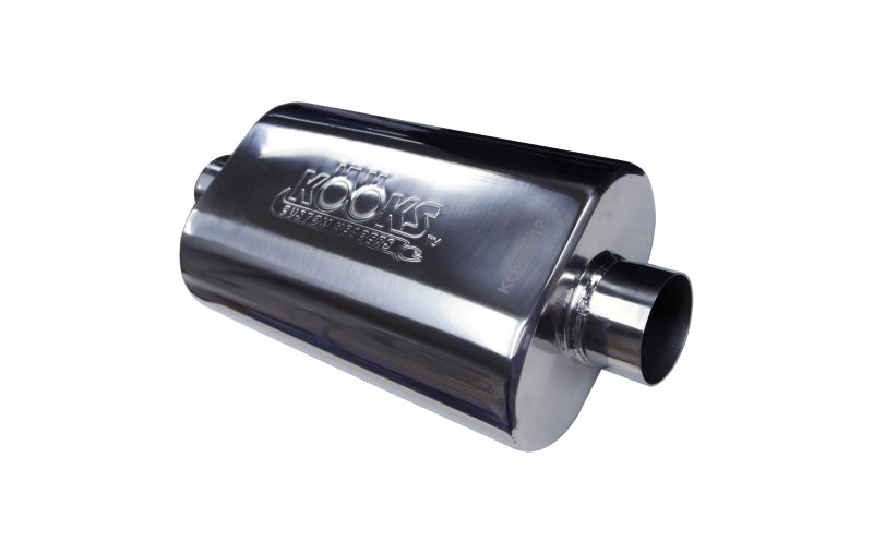 Kooks Headers KO250-12 2-1/2 inch Oval Center Inlet Center Outlet Polished Stainless Steel Muffler