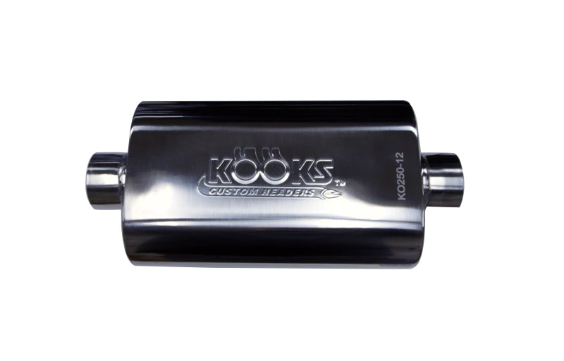 Kooks Headers KO250-12 2-1/2 inch Oval Center Inlet Center Outlet Polished Stainless Steel Muffler