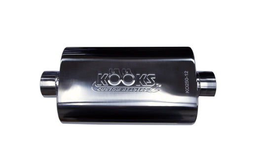 Kooks Headers KO250-12 2-1/2 inch Oval Center Inlet Center Outlet Polished Stainless Steel Muffler