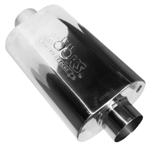 Kooks Headers KO300-12 3 inch Oval Center Inlet Center Outlet Polished Stainless Steel Muffler