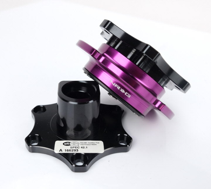NRG Quick Release SFI SPEC 42.1 - Shiny Black Body / Shiny Purple Ring - eliteracefab.com