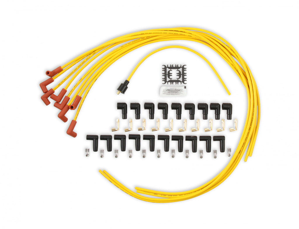 ACCEL Spark Plug Wire Set - 8mm - Yellow with Orange 90 Deg Boots - eliteracefab.com