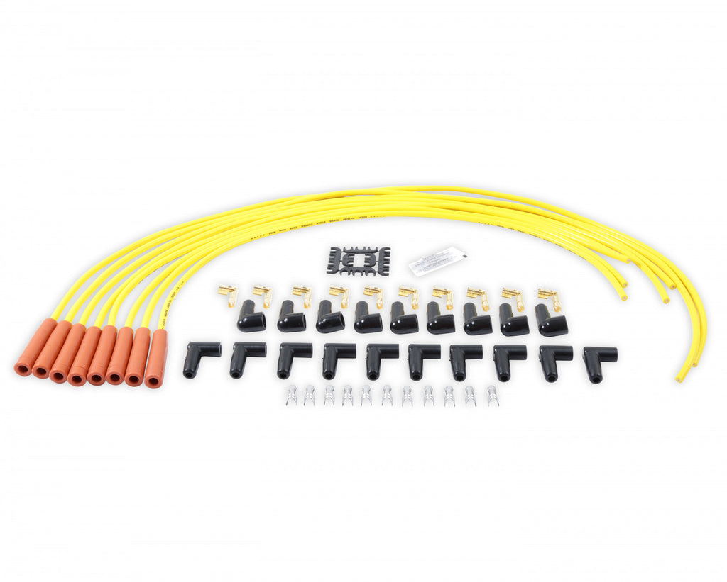 ACCEL Spark Plug Wire Set - 8mm - Yellow with Orange Straight Boots ACC-14038 - eliteracefab.com