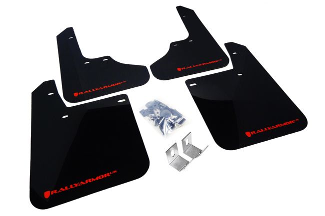 Rally Armor UR Mudflaps Black Urethane Red Logo 2008-2011 Impreza / 2008-2010 WRX - eliteracefab.com