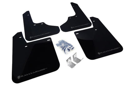 Rally Armor UR Mudflaps Black Urethane Silver Logo 2008-2011 Impreza / 2008-2010 WRX - eliteracefab.com