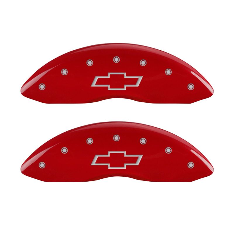MGP Red Bowtie Brake Caliper Covers for 2007-2014 Chevrolet Silverado 1500 & Tahoe - 14004SBOWRD
