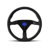 Momo Montecarlo Steering Wheel 350 mm - Black Leather/Blue Stitch/Black Spokes