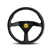 Load image into Gallery viewer, Momo Montecarlo Steering Wheel 350 mm - Black Leather/Yellow Stitch/Black Spokes - eliteracefab.com