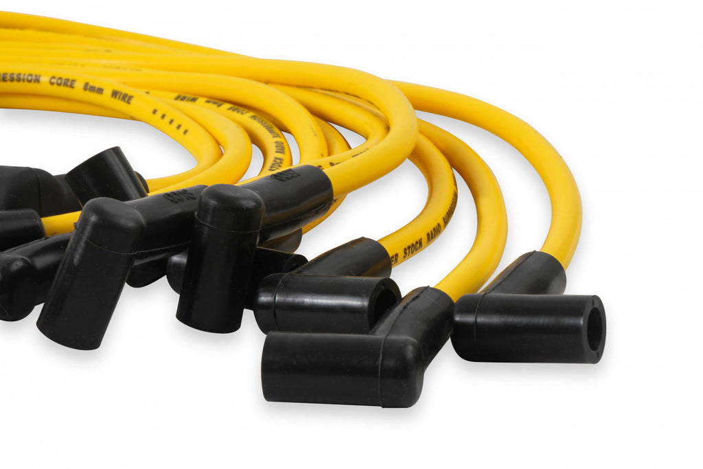 ACCEL Spark Plug Wire Set - 8mm - Custom with Graphite Core - Yellow with HEI Stock Style Boots - eliteracefab.com