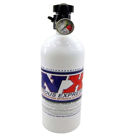 Nitrous Express 15 lb Bottle W/ Lightning 500 Valve (6.89 Diameter. X 26.69 Tall) w/ Gauge - 11151