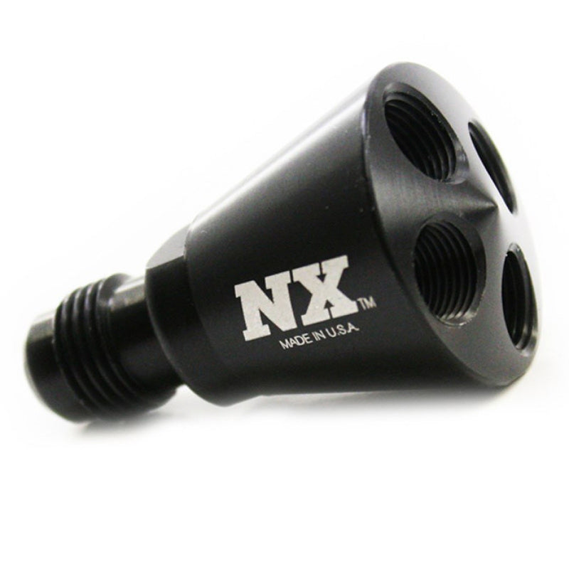 Nitrous Express 4 Port Showerhead Dist Block w/ -6 Male (Black), part 15019