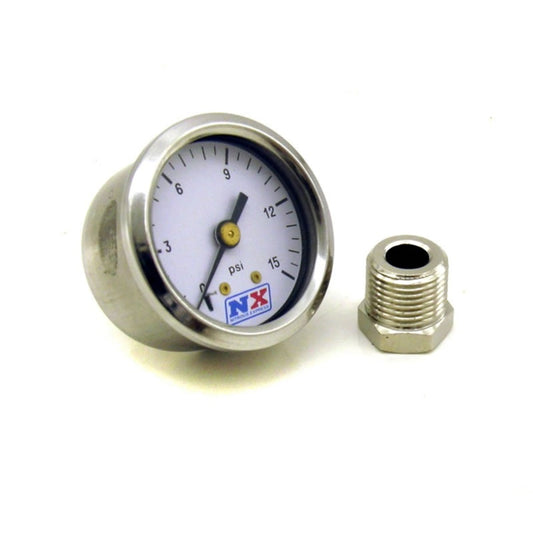 Nitrous Express Pressure Gauge (0-15 PSI Withadaptor) - 15511