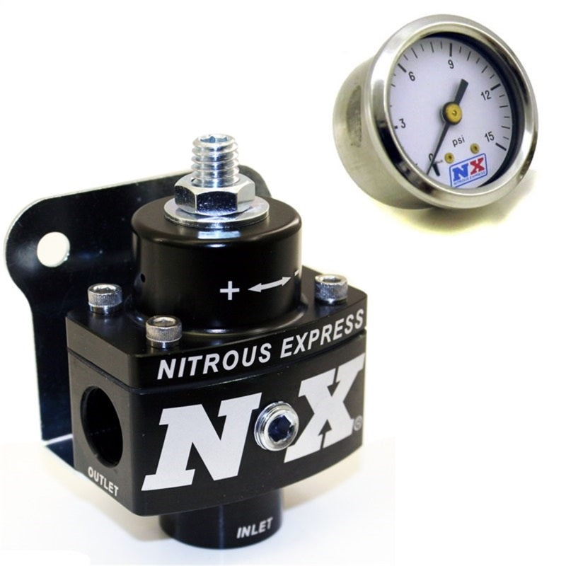 Nitrous Express Fuel Pressure Regulator, Non Bypass, Withfuel Pressure Gauge, part 15952