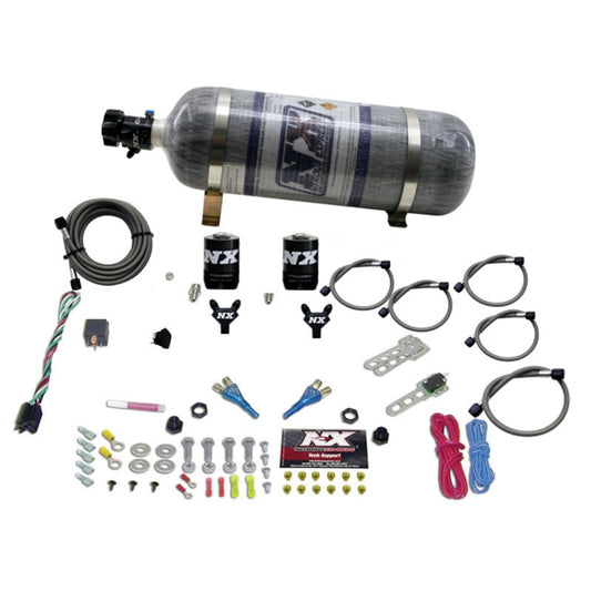 Nitrous Express Dual Nozzle Sport Compact System W/ 12 lb Bottle (35-50-75 HP) - 20616-12