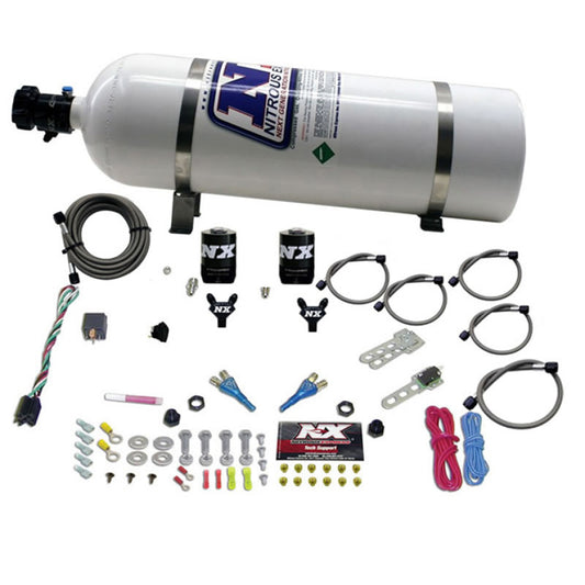 Nitrous Express Dual Nozzle Sport Compact System W/ 15 lb Bottle (35-50-75 HP) - 20616-15