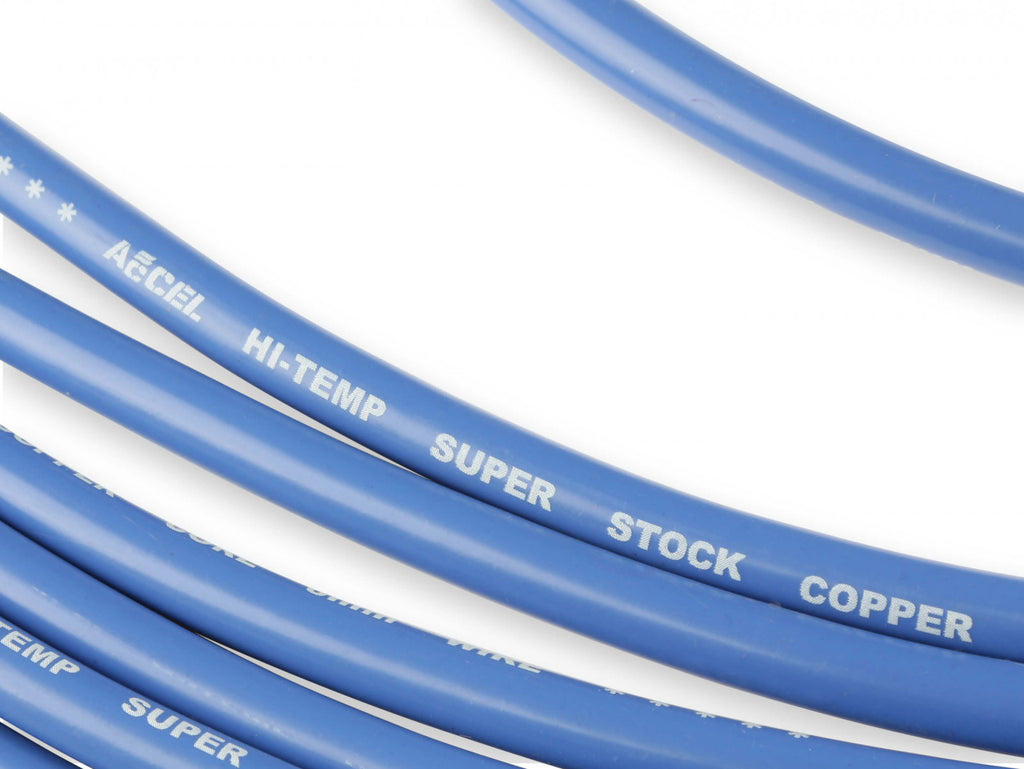 ACCEL Spark Plug Wire Set - Super Stock Copper Core 8mm - 90 Deg. Boots - Blue - eliteracefab.com