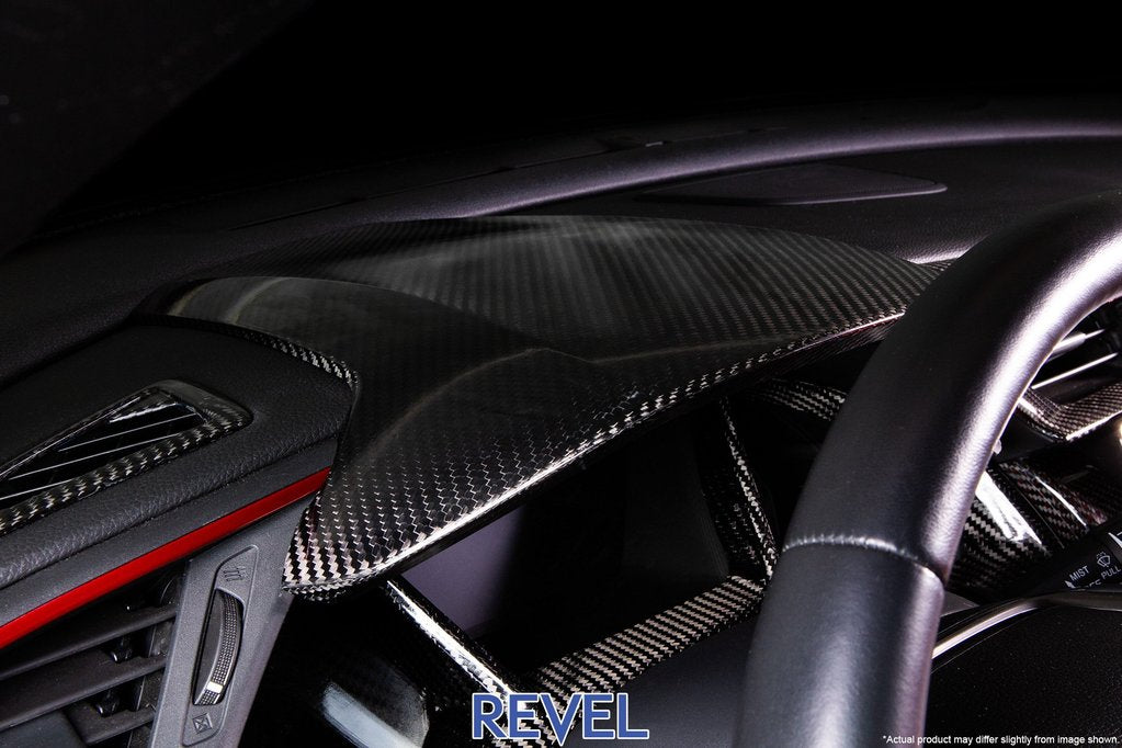 Revel GT Dry Carbon Center Dash Cover w/ Alcantara Cover 16-18 Honda Civic - 1 Piece - eliteracefab.com