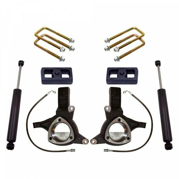 MaxTrac 16-18 GM C1500 2WD w/Stamped Steel. Susp. 7in/4in MaxPro Spindle Lift Kit w/MaxTrac Shocks - eliteracefab.com