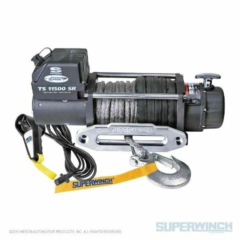 Superwinch 11500 LBS 12 VDC 3/8in x 80ft Synthetic Rope Tiger Shark 11500 Winch - eliteracefab.com