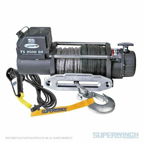 Superwinch 9500 LBS 12 VDC 3/8in x 80ft Synthetic Rope Tiger Shark 9500 Winch - eliteracefab.com