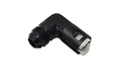 Vibrant Female -6AN to 5/16in Hose Barb 90 Degree Adapter Fitting - Anodized Black - eliteracefab.com