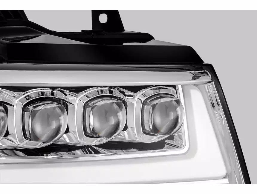 AlphaRex 07-13 Chevy Avalanche NOVA LED Proj Headlights Plank Style Design Chrome w/Activ Light/DRL - eliteracefab.com