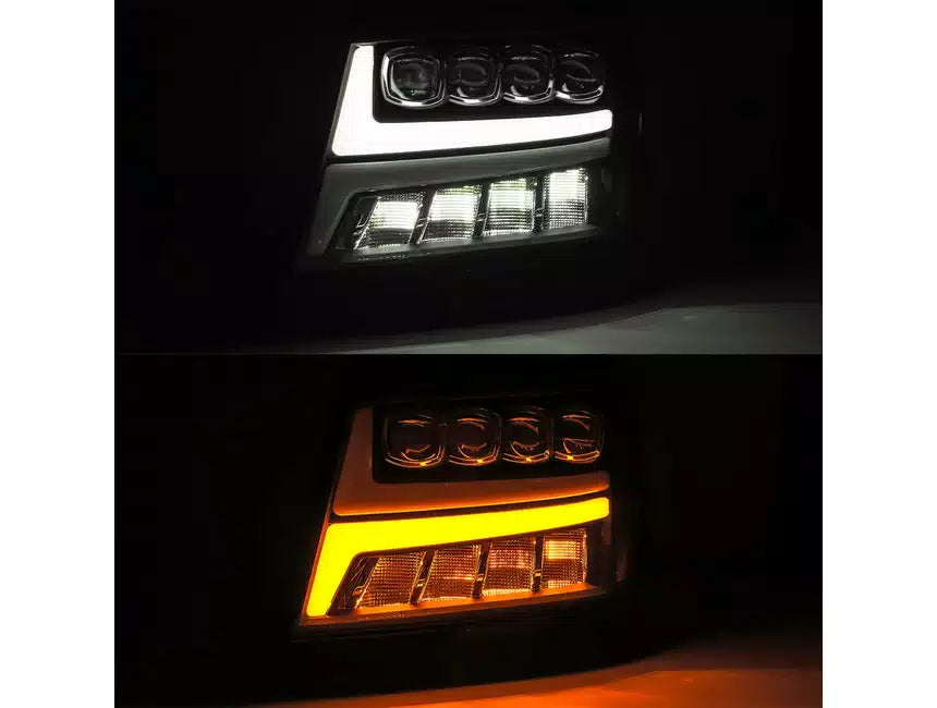 AlphaRex 07-13 Chevy Avalanche NOVA LED Proj Headlights Plank Style Design Chrome w/Activ Light/DRL - eliteracefab.com