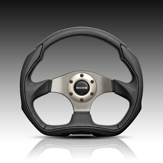 MOMO Eagle 350mm Black Leather Steering Wheel (EAG35BK0S) MOMO